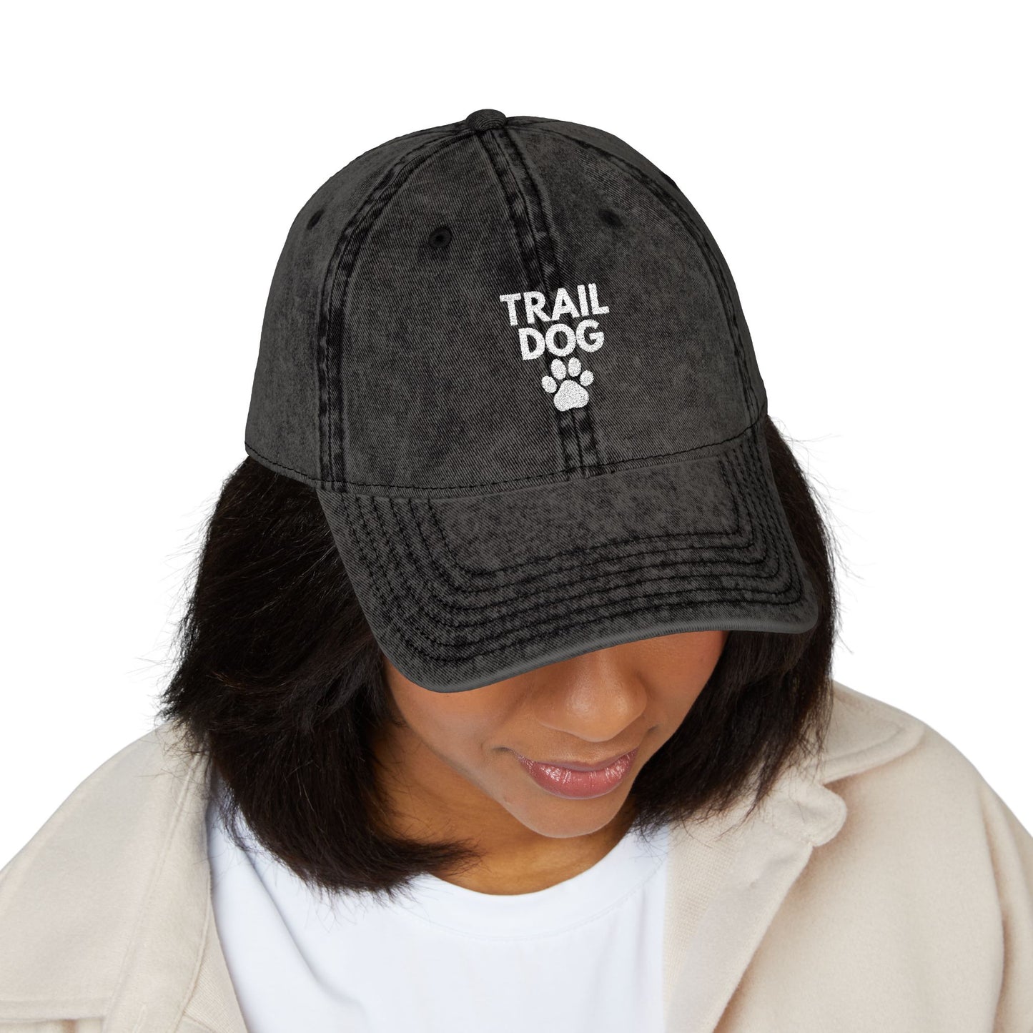 Trail Dog Vintage Embroidered Cap | Dog Lover Hiking Hat