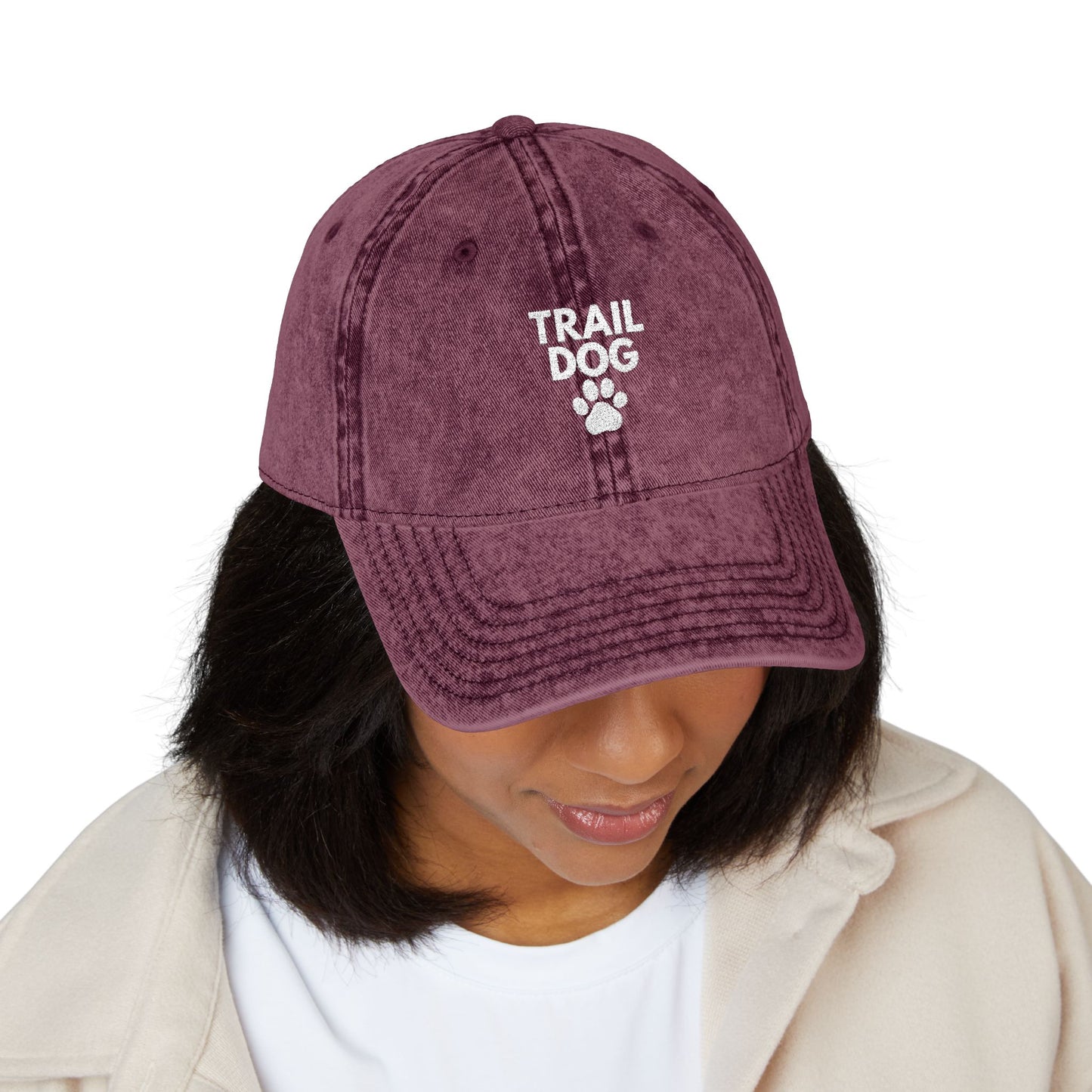 Trail Dog Vintage Embroidered Cap | Dog Lover Hiking Hat